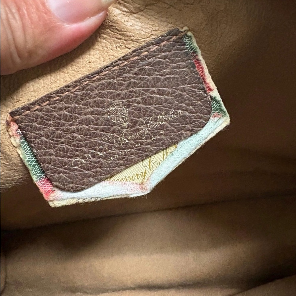 AUTH Crossbody Gucci Brown Leather Interior with Multicolor Trim Tote-Vintage - Picture 11 of 13